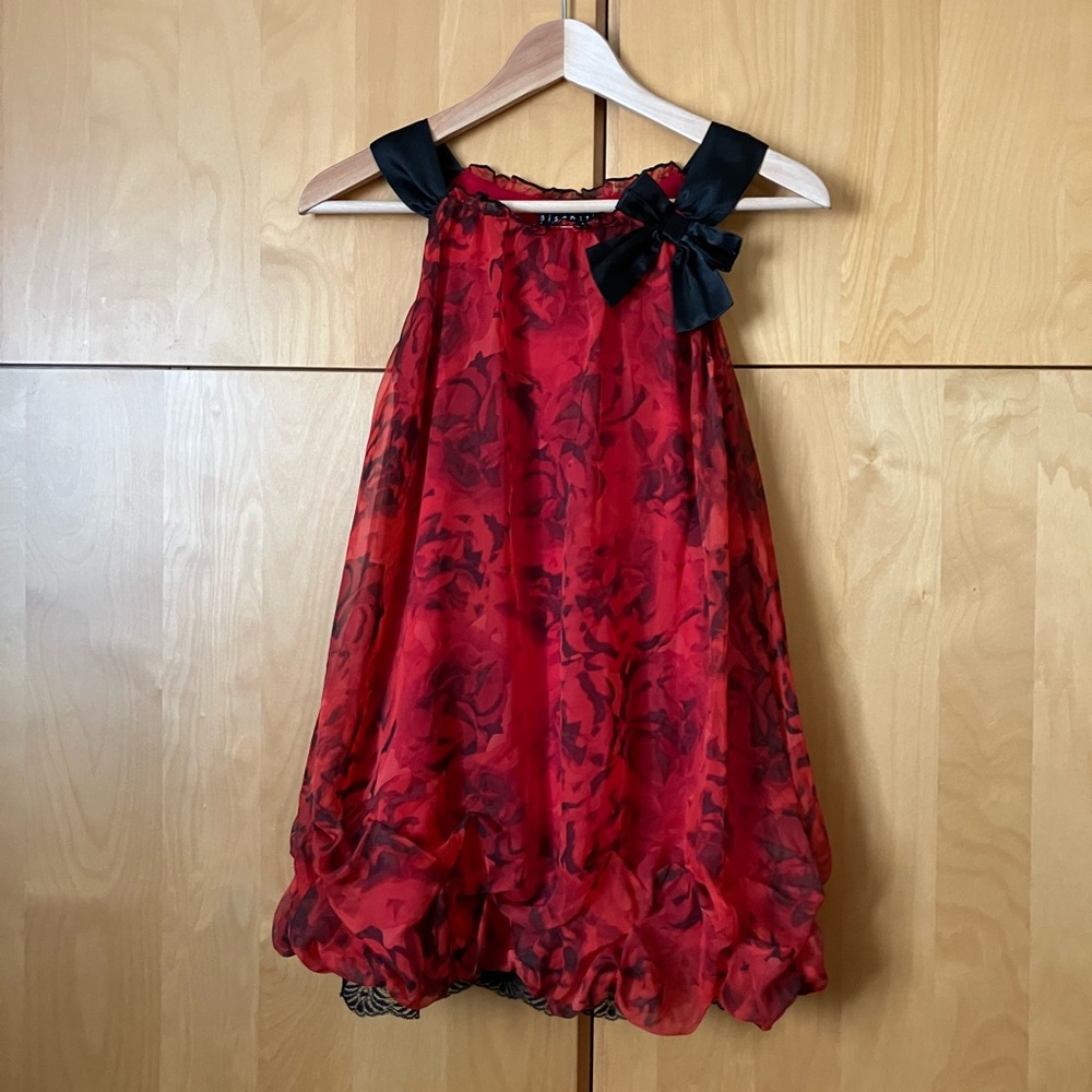 Kids Red and Black Bubble Dress, Size 8